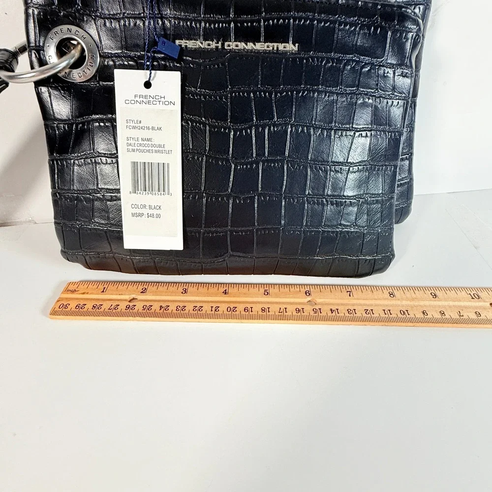 Black Wristlet Double Crocodile Pattern French Connection travel festival y2k 90